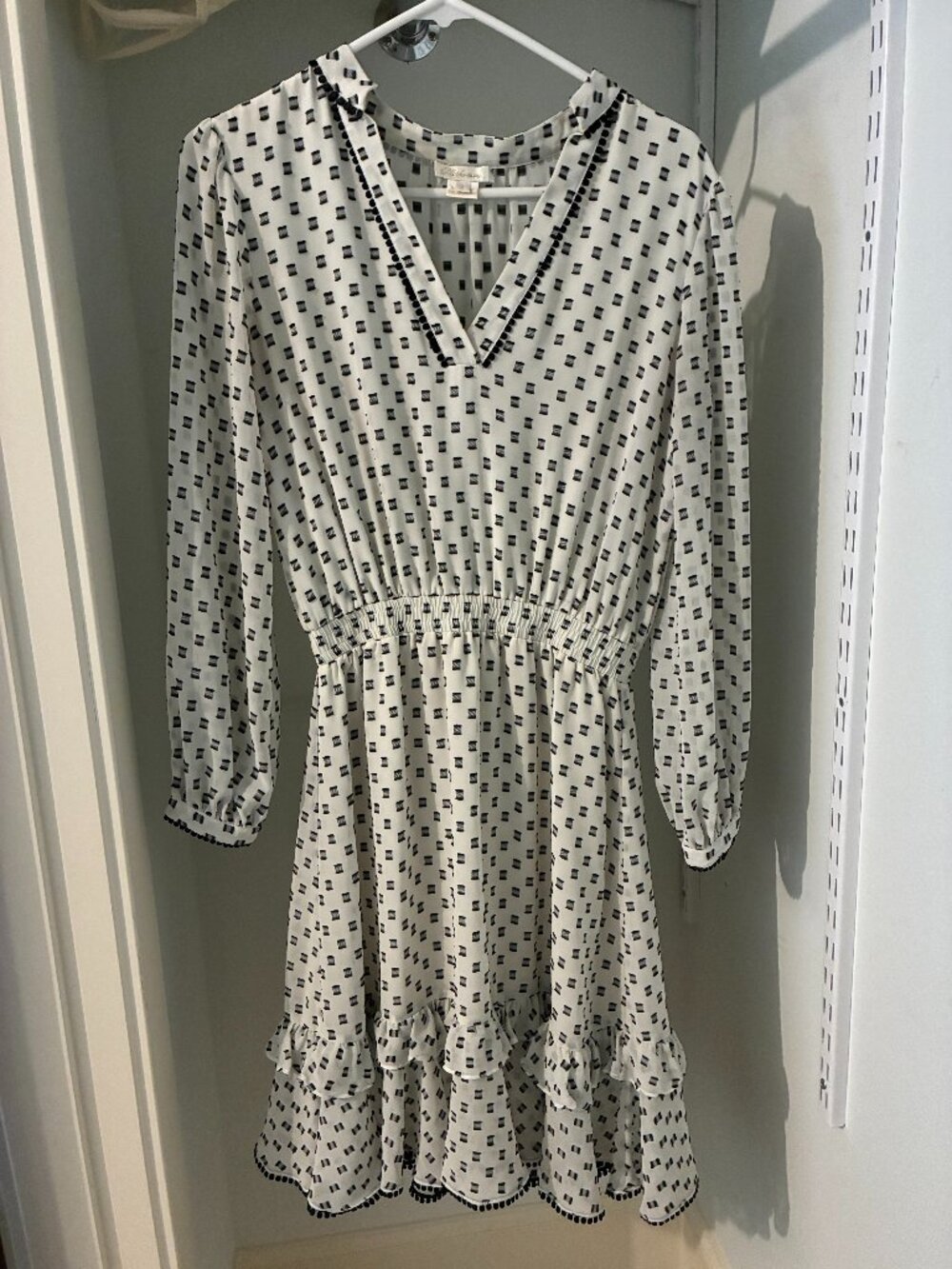 Shoshanna Long Sleeve White and Black Dress, Size 2